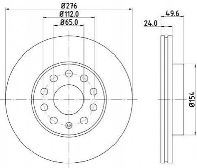 8DD355122721 HELLA Диск гальмівний з покриттям PRO; передн.