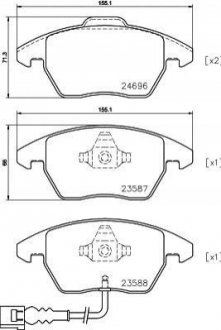 8DB355023-161 HELLA Гальмівні колодки зад. Caddy/CC/Golf 04-