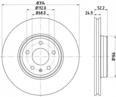 8DD355113881 HELLA Диск гальмівний з покриттям PRO; передн.