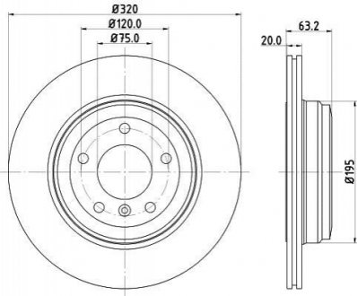 8DD355109-941 HELLA Гальмівний диск зад. E60/E61 01-10 Pro