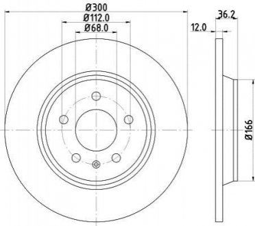 8DD355113931 HELLA Диск гальмівний з покриттям PRO; задн.