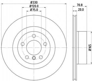 8DD355119-541 HELLA Гальмівний диск задн. F25/F26 (pro)