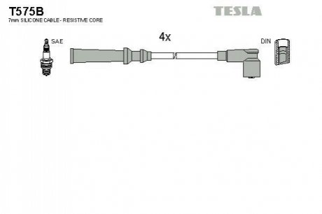 T575B TESLA Комплект кабелiв запалювання