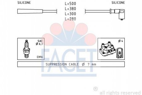 4.7252 FACET Провода высоковольтные Renault Logan i 1.4 (04-), Sandero/Stepway i 1.4 (09-) (4.7252) FACET