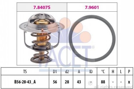 7.8408 FACET Термостат Mitsubishi Lancer 1.6 (03-08) (7.8408) FACET