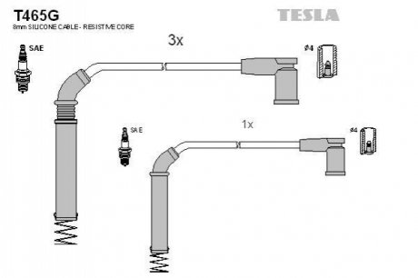 T465G TESLA Комплект кабелів високовольтних