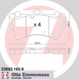 23693.165.9 ZIMMERMANN Колодки гальмівні дискові