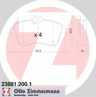 23881.200.1 ZIMMERMANN Колодки гальмівні дискові