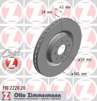 110.2220.20 ZIMMERMANN Диск гальмівний