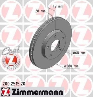 200.2515.20 ZIMMERMANN Диск гальмівний