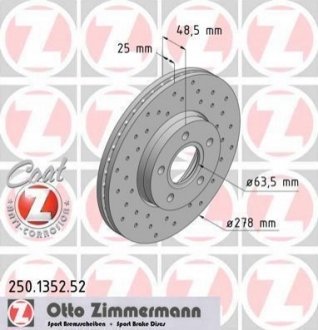 250.1352.52 ZIMMERMANN Диск гальмівний