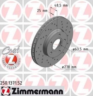 250.1371.52 ZIMMERMANN Диск гальмівний