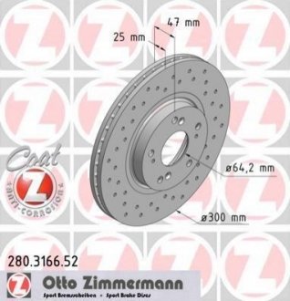 280.3166.52 ZIMMERMANN Диск гальмівний