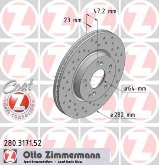 280.3171.52 ZIMMERMANN Диск гальмівний