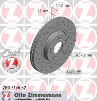 280.3176.52 ZIMMERMANN Диск гальмівний