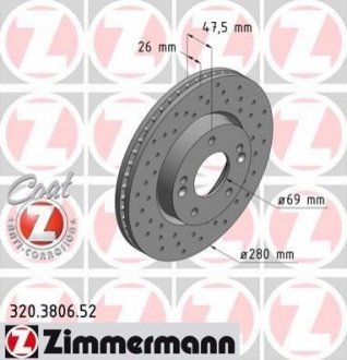 320.3806.52 ZIMMERMANN Диск гальмівний