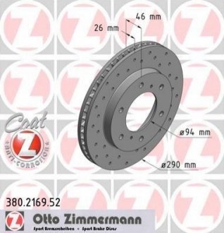 380.2169.52 ZIMMERMANN Диск гальмівний