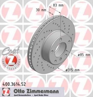 400.3614.52 ZIMMERMANN Диск гальмівний