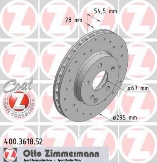 400.3618.52 ZIMMERMANN Диск гальмівний