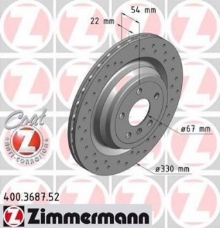 400.3687.52 ZIMMERMANN Диск гальмівний