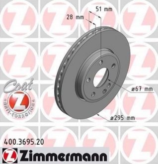 400.3695.20 ZIMMERMANN Диск гальмівний