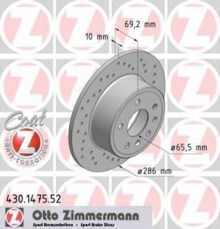 430.1475.52 ZIMMERMANN Диск гальмівний