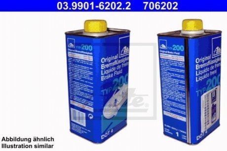 03990162022 ATE Жидкость тормозная dot 4, "brake fluid typ 200", 1л