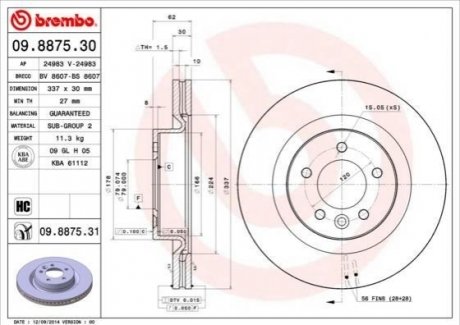 09.8875.31 BREMBO Гальмівний диск