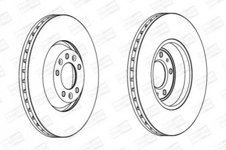 563031CH1 CHAMPION Диск тормозной передний (ціна за 1шт.) Peugeot 407, SW 2,2i, 3,0i V6 (04-) (5630