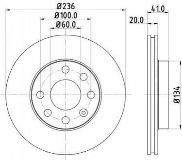 8DD355100821 HELLA Диск гальмівний з покриттям PRO; передн.