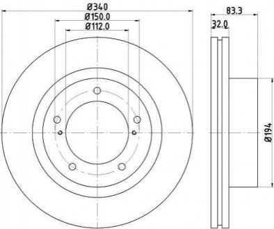 8DD355116551 HELLA Диск гальмівний з покриттям PRO; передн.