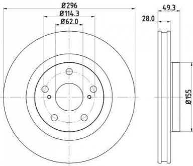 8DD355118561 HELLA Диск гальмівний з покриттям PRO; передн.