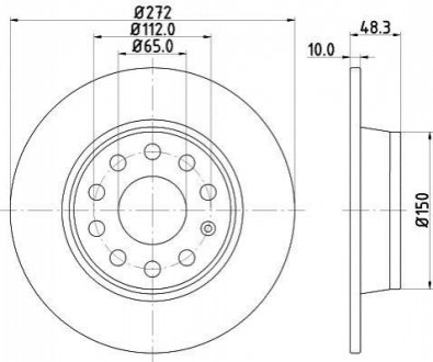 8DD355116971 HELLA Диск гальмівний з покриттям PRO; задн.