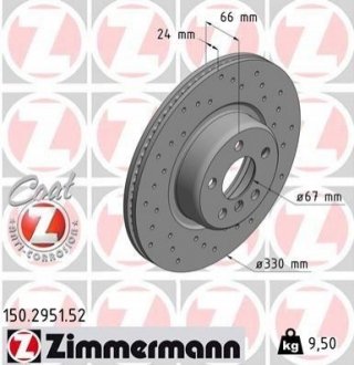 150295152 ZIMMERMANN Диск гальмівний SPORT Z