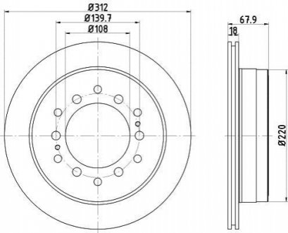 8DD355122711 HELLA Диск гальмівний; задн.