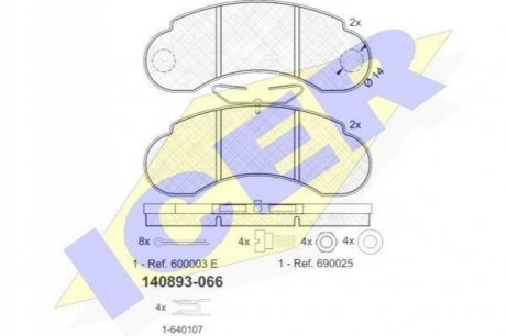 140893 ICER Комплект гальмівних колодок (дискових)