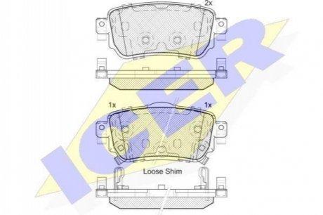 182188 ICER Комплект гальмівних колодок (дискових)