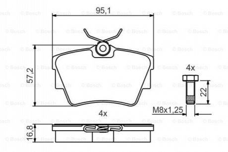 0 986 495 487 BOSCH ДИСКОВI КОЛОДКИ ЗАДНI PREMIUM2\