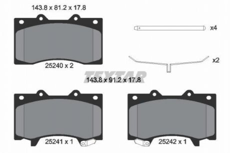 2524001 TEXTAR Комплект гальмівних колодок