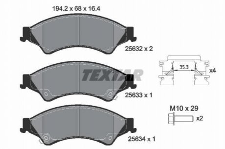 2563201 TEXTAR Комплект гальмівних колодок