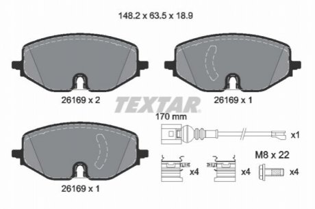 2616901 TEXTAR Комплект гальмівних колодок