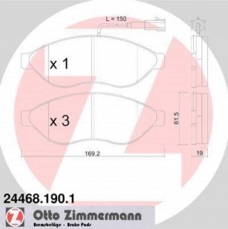 24468.190.1 ZIMMERMANN Комплект гальмівних колодок