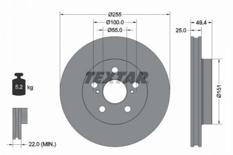 92301703 TEXTAR Диск гальмівний