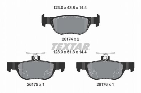 2617401 TEXTAR Комплект гальмівних колодок