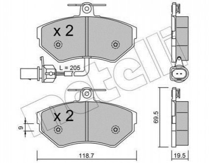 22-0215-2 Metelli Комплект гальмівних колодок (дискових)