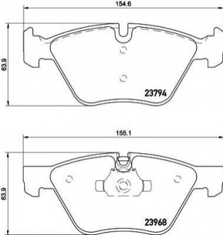 8DB355011-321 HELLA Колодки гальмівні передні BMW 3(E90)/1(E81) 04-13 (ATE) (154,8x63,6x20)