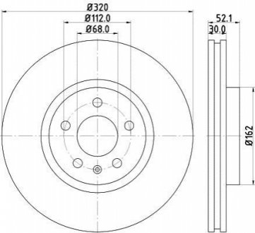 8DD355117-191 HELLA Гальмівний диск перед. A4/A5/A6/A7/Q5 07- 1.8-4.0 (PRO) 320mm