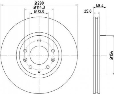 8DD355115-771 HELLA Гальмівний диск перед. MAZDA 6 07-13 (299x25)