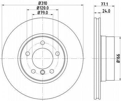 8DD355109-901 HELLA Гальмівний диск перед. E60/E61 03-10 Pro