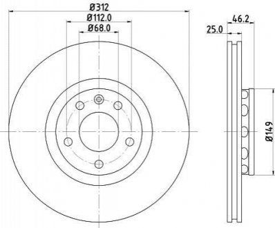 8DD355107521 HELLA Диск гальмівний з покриттям PRO; передн.